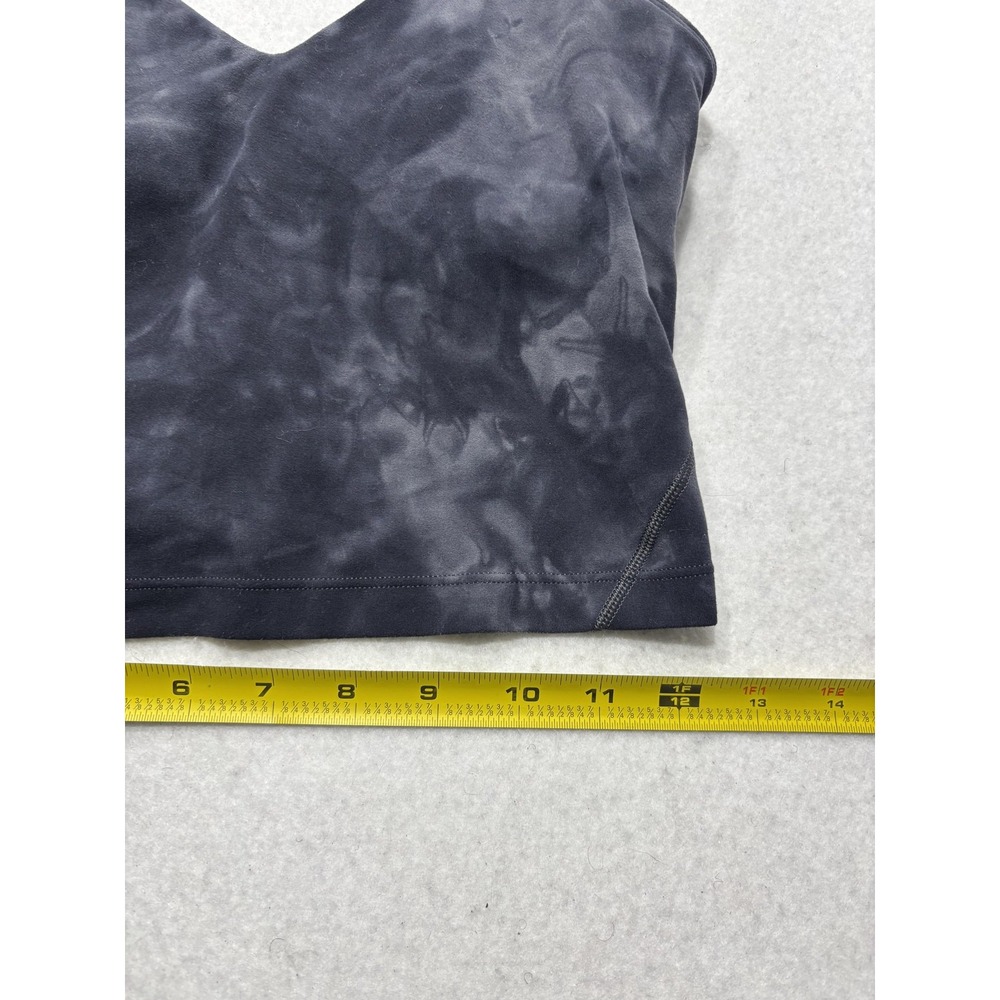 Lululemon Sports Bra Womens 6 Gray Tie Dye Longline V Neck Yoga Athletic Top - Picture 9 of 10